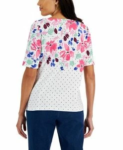 Alternative view of Karen Scott Women's Printed Elbow-Sleeve Boatneck Top, Created For Macy's