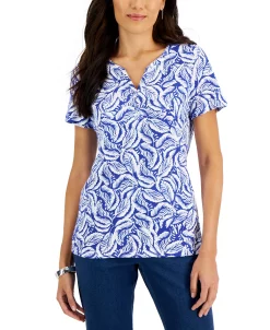 Karen Scott Women's Short-Sleeve Printed Henley Top, Created For Macy's 8 Karen Scott Women's Short-Sleeve Printed Henley Top, Created For Macy's -VINCE CAMUTO Shop 22346081 fpx