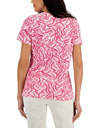 Karen Scott Women's Short-Sleeve Printed Henley Top, Created For Macy's 2 Karen Scott Women's Short-Sleeve Printed Henley Top, Created For Macy's - Image 2