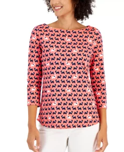 Charter Club Women's Cotton Scottie Boat-Neck Top, Created For Macy's 9 Charter Club Women's Cotton Scottie Boat-Neck Top, Created For Macy's -VINCE CAMUTO Shop 22361652 fpx