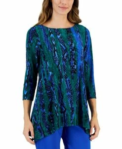 JM Collection Women's Chroma Snake Jacquard Top, Created For Macy's