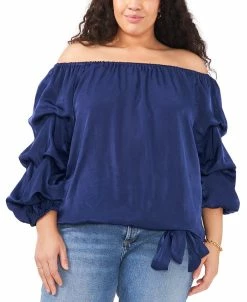 Vince Camuto Plus Size Bubble-Sleeve Off-The-Shoulder Top