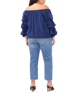 Vince Camuto Plus Size Bubble-Sleeve Off-The-Shoulder Top 8 Vince Camuto Plus Size Bubble-Sleeve Off-The-Shoulder Top -VINCE CAMUTO Shop 22371231 fpx