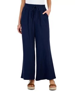 Style & Co Women's Pull-On Crinkled Wide-Leg Pants, Created For Macy's