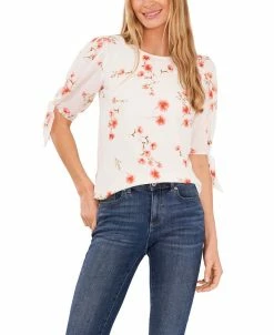 CeCe Tie-Sleeve Printed Blouse