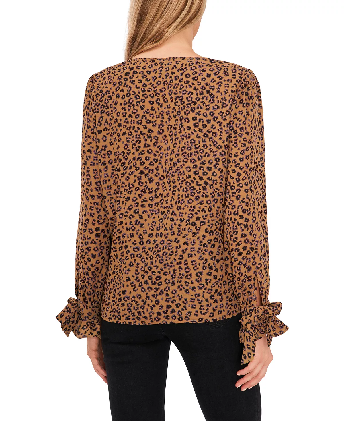 CeCe Women's Leopard Print Tie-Cuff Top 2 CeCe Women's Leopard Print Tie-Cuff Top - Image 2
