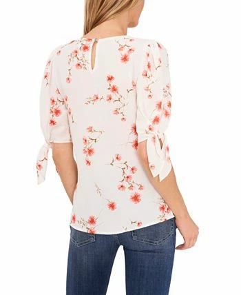 CeCe Tie-Sleeve Printed Blouse 2 CeCe Tie-Sleeve Printed Blouse - Image 2