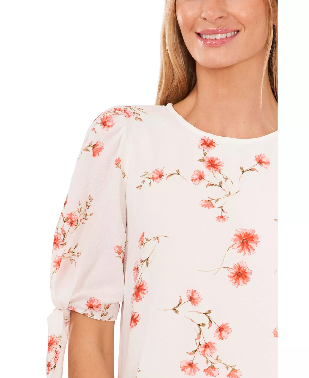 CeCe Tie-Sleeve Printed Blouse 3 CeCe Tie-Sleeve Printed Blouse - Image 3