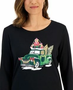 Karen Scott Women's Long-Sleeve Holiday Top, Created For Macy's -VINCE CAMUTO Shop 22419277 fpx