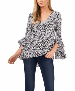 Vince Camuto Women's Flutter Sleeve Field Floral Top