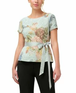 Adrianna Papell Women's Textured Floral-Print Top