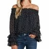 CeCe Women's Long Sleeve Smocked Off-The-Shoulder Top