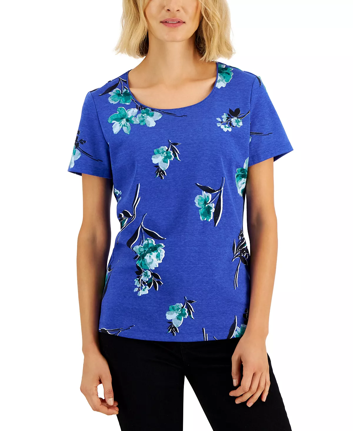 Karen Scott Women's Venus Fleur Printed Relaxed Top, Created For Macy's 4 Karen Scott Women's Venus Fleur Printed Relaxed Top, Created For Macy's - Image 4