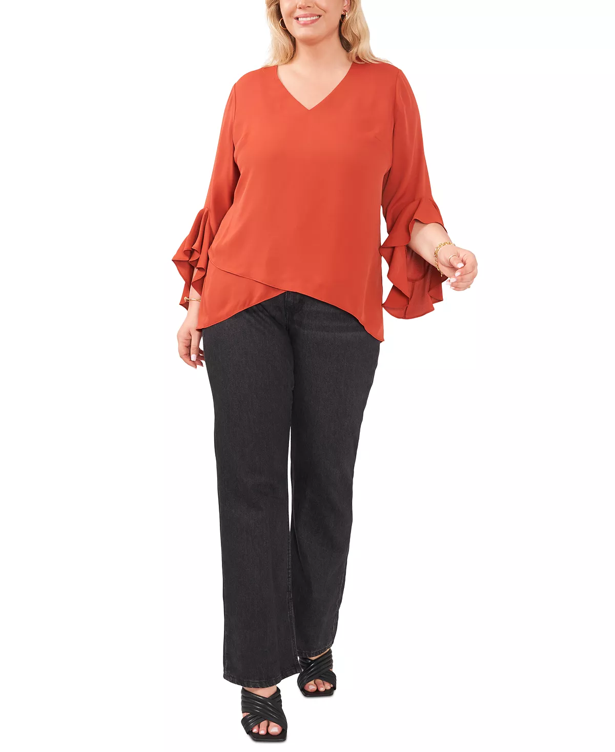 Vince Camuto Plus Size Flutter-Sleeve Top 6 Vince Camuto Plus Size Flutter-Sleeve Top - Image 6