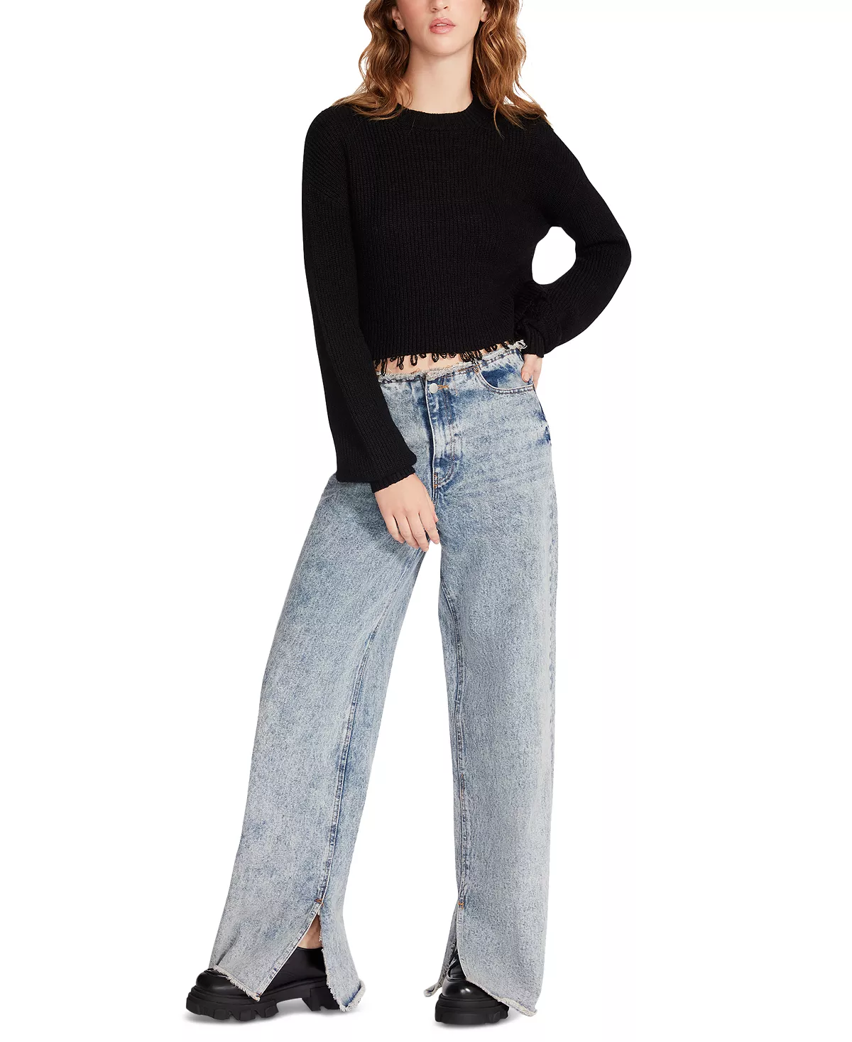 Steve Madden Women's Camille Raw-Hem Sweater 4 Steve Madden Women's Camille Raw-Hem Sweater - Image 4