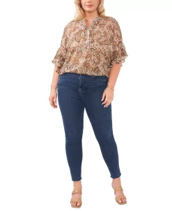 Vince Camuto Plus Size Pintucked Flutter-Sleeve Blouse 8 Vince Camuto Plus Size Pintucked Flutter-Sleeve Blouse -VINCE CAMUTO Shop 22527271 fpx