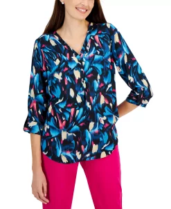 JM Collection Women's Monet Mirage Printed Utility Top, Created For Macy's -VINCE CAMUTO Shop 22535159 fpx