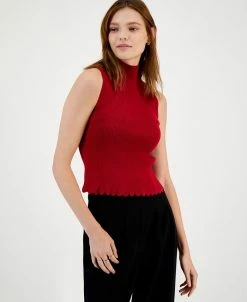 Bar III Women's Mock-Neck Sleeveless Sweater Top, Created For Macy's