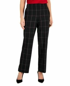 Kasper Women's Plaid Pull-On Straight-Leg Pants