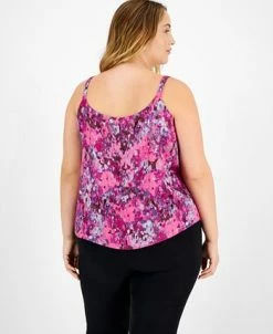Alternative view of Bar III Plus Size Blurred Print Scoop-Neck Camisole, Created For Macy's