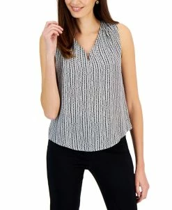 Kasper Women's Sleeveless Printed V-Neck Bar Tank