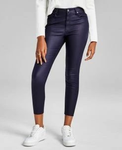 And Now This Woman's Coated Frayed Hem Skinny Denim Jeans