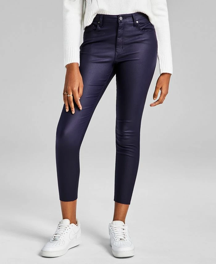 And Now This Woman's Coated Frayed Hem Skinny Denim Jeans 1 And Now This Woman's Coated Frayed Hem Skinny Denim Jeans