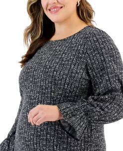 Kasper Plus Size Printed Bateau-Neck Flare-Cuff Blouse -VINCE CAMUTO Shop 22567858 fpx