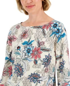 JM Collection Women's Etched Batik Printed Flared-Sleeve Top, Created For Macy's 7 JM Collection Women's Etched Batik Printed Flared-Sleeve Top, Created For Macy's -VINCE CAMUTO Shop 22576783 fpx