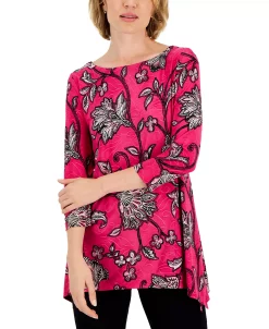 JM Collection Women's Beauty Flow Floral-Print Swing Top, Created For Macy's -VINCE CAMUTO Shop 22576997 fpx