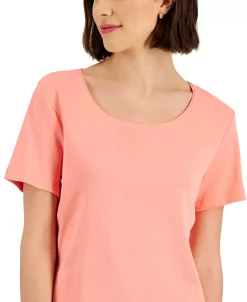 Karen Scott Hort Sleeve Scoop Neck Top, Created For Macy's -VINCE CAMUTO Shop 22630592 fpx