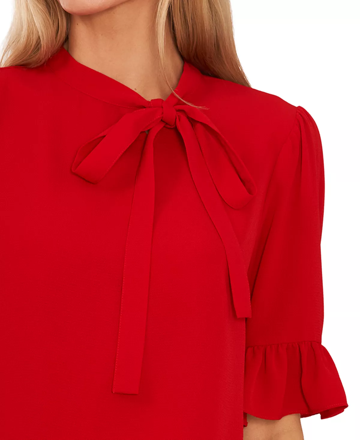 CeCe Women's Ruffled Elbow-Sleeve Tie-Neck Blouse 3 CeCe Women's Ruffled Elbow-Sleeve Tie-Neck Blouse - Image 3