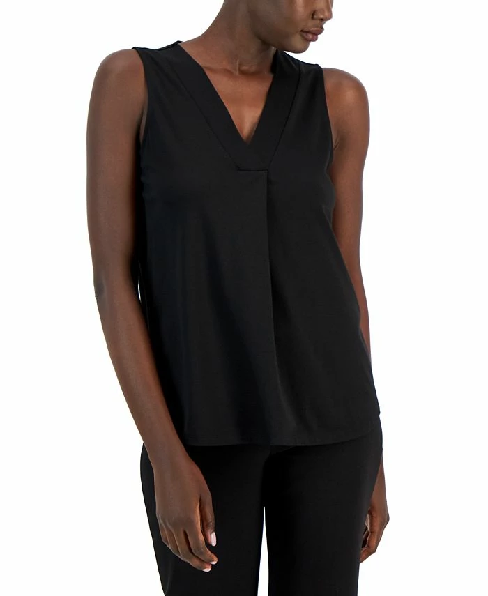 Anne Klein Women's Sleeveless Pleat-Front V-Neck Top 1 Anne Klein Women's Sleeveless Pleat-Front V-Neck Top