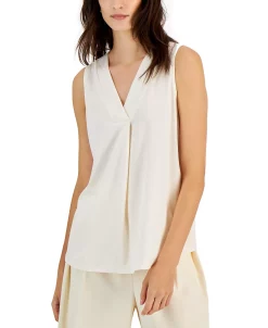 Anne Klein Women's Sleeveless Pleat-Front V-Neck Top 9 Anne Klein Women's Sleeveless Pleat-Front V-Neck Top -VINCE CAMUTO Shop 22676128 fpx