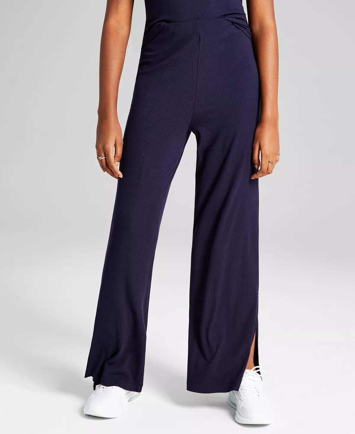 And Now This Women's Ribbed High-Rise Wide-Leg Pants 2 And Now This Women's Ribbed High-Rise Wide-Leg Pants - Image 2