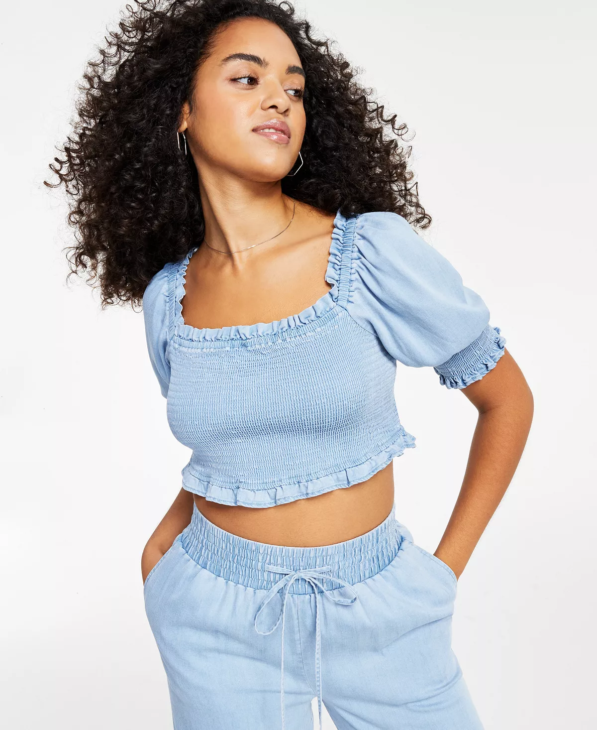 Bar III Women's Smocked Crop Top, Created For Macy's 6 Bar III Women's Smocked Crop Top, Created For Macy's - Image 6