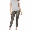 Black Tape Women's Check Pull-On Cropped-Ankle Trousers