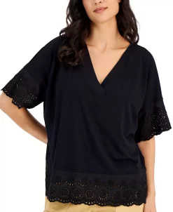 Style & Co Women's Lace-Trimmed Tunic, Created For Macy's -VINCE CAMUTO Shop 22705636 fpx
