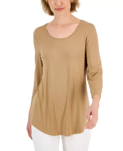 JM Collection 3/4-Sleeve Solid Tunic Top, Created For Macy's -VINCE CAMUTO Shop 22718218 fpx