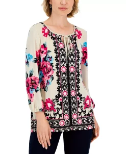 JM Collection Women's Navarro Way Split-Neck Tunic, Created For Macy's 9 JM Collection Women's Navarro Way Split-Neck Tunic, Created For Macy's -VINCE CAMUTO Shop 22718327 fpx
