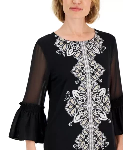 JM Collection Women's Medallion Trail Sheer-Sleeve Tunic, Created For Macy's 7 JM Collection Women's Medallion Trail Sheer-Sleeve Tunic, Created For Macy's -VINCE CAMUTO Shop 22718732 fpx