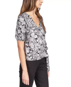 Michael Kors Women's Metallic Paisley Wrap Top -VINCE CAMUTO Shop 22732724 fpx