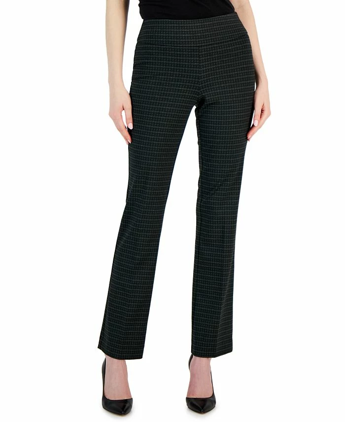 Anne Klein Women's Compression Printed High-Rise Bootcut Pull-On Pants 1 Anne Klein Women's Compression Printed High-Rise Bootcut Pull-On Pants