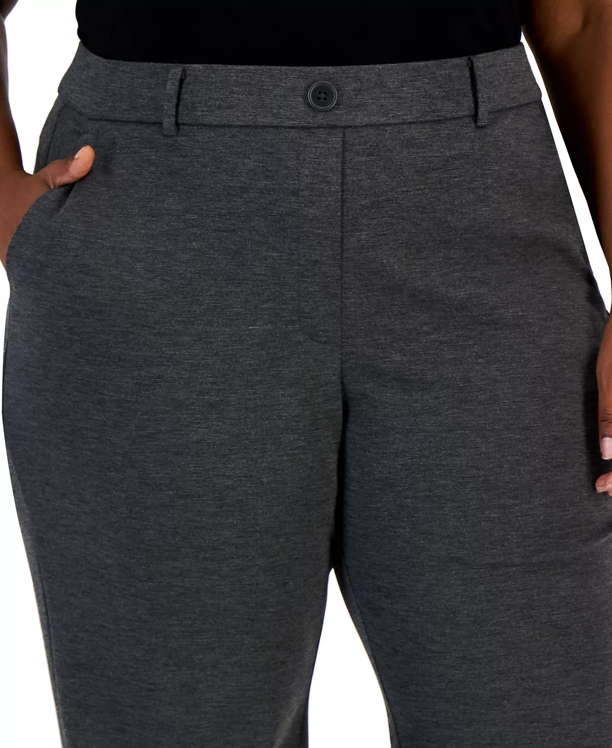 Kasper Plus Size Faux-Fly Pull-On Wide-Leg Pants 5 Kasper Plus Size Faux-Fly Pull-On Wide-Leg Pants - Image 5