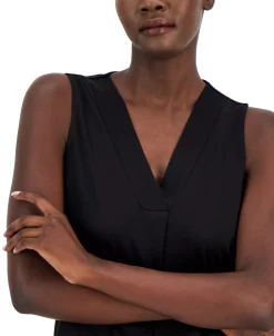 Anne Klein Women's Sleeveless Pleat-Front V-Neck Top 7 Anne Klein Women's Sleeveless Pleat-Front V-Neck Top -VINCE CAMUTO Shop 22767406 fpx