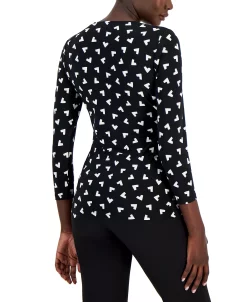 Anne Klein Printed Tie-Waist Top -VINCE CAMUTO Shop 22767576 fpx