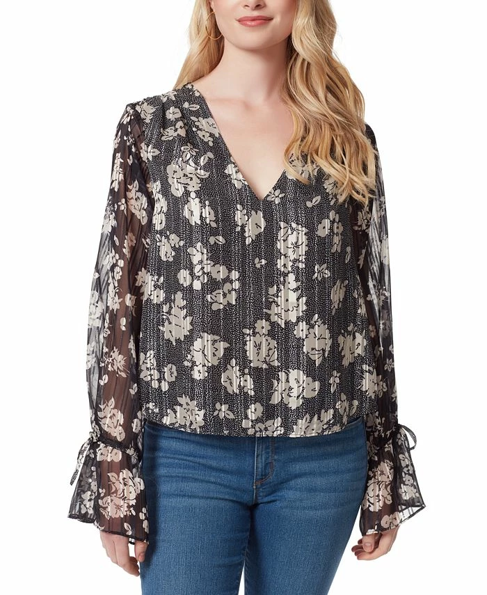 Jessica Simpson Women's Aurora Floral-Print Sheer-Back Top 1 Jessica Simpson Women's Aurora Floral-Print Sheer-Back Top