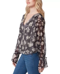 Jessica Simpson Women's Aurora Floral-Print Sheer-Back Top 6 Jessica Simpson Women's Aurora Floral-Print Sheer-Back Top -VINCE CAMUTO Shop 22777570 fpx