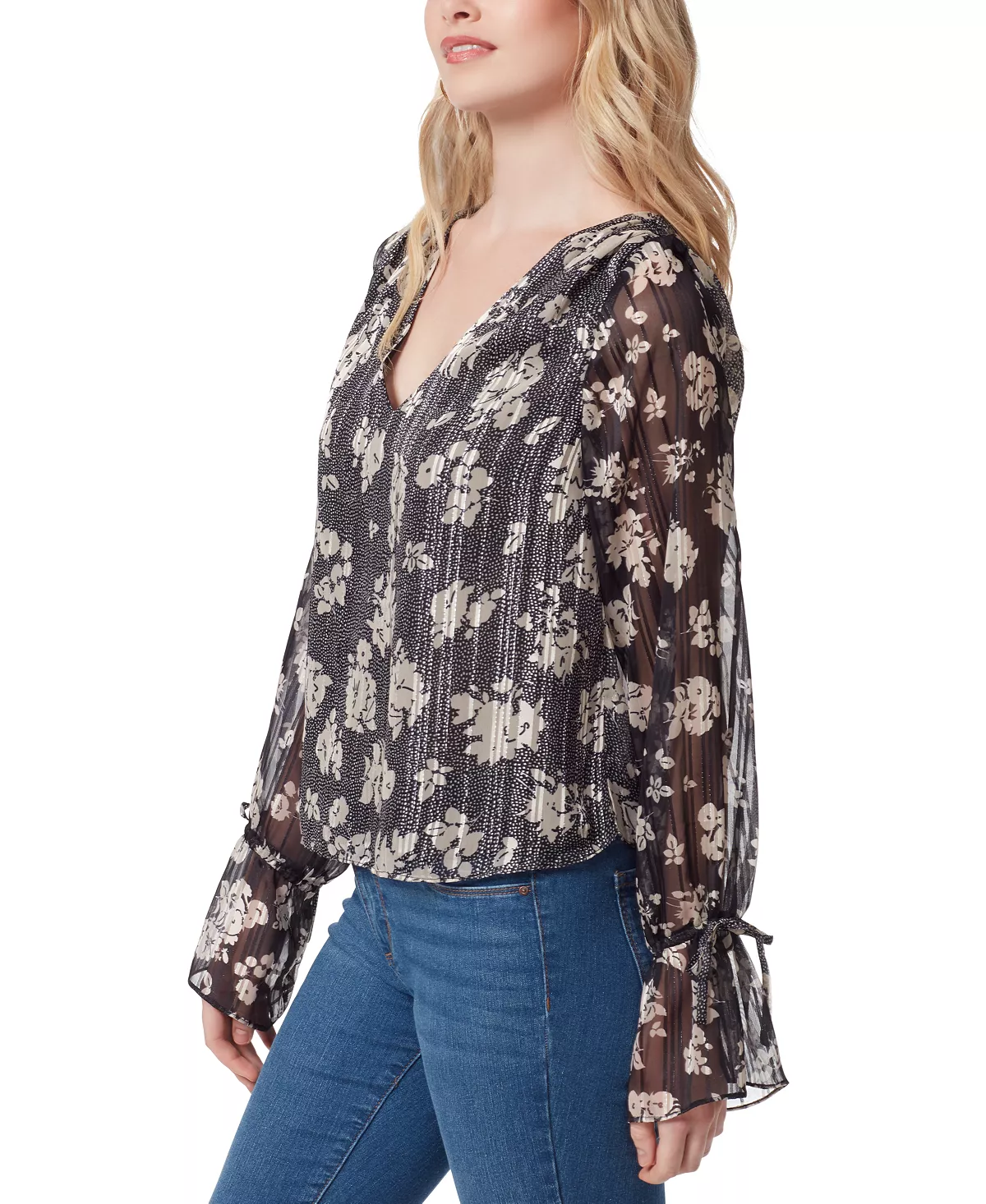 Jessica Simpson Women's Aurora Floral-Print Sheer-Back Top 3 Jessica Simpson Women's Aurora Floral-Print Sheer-Back Top - Image 3