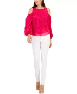 INC International Concepts Women's Ruffled Cold-Shoulder Top, Created For Macy's 7 INC International Concepts Women's Ruffled Cold-Shoulder Top, Created For Macy's -VINCE CAMUTO Shop 22779517 fpx